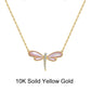 18inches / FN17-G (10K) Mother of Pearl  Necklace - Moissanite Diamond - Solid Gold Butterfly  Pendant