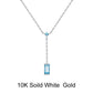 18inches / FN18-P (10K) Solid Gold Swiss Blue Natural Topaz Necklace - Moissanite Diamond