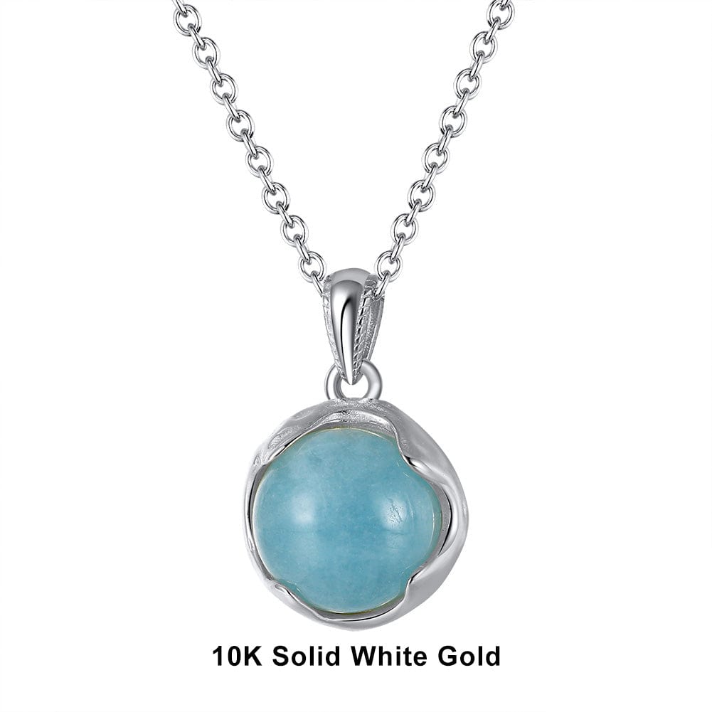 18inches / FN24-P (10K) Minimalist Natural Apuamarine Pendant - High Quality  Solid Gold Necklace
