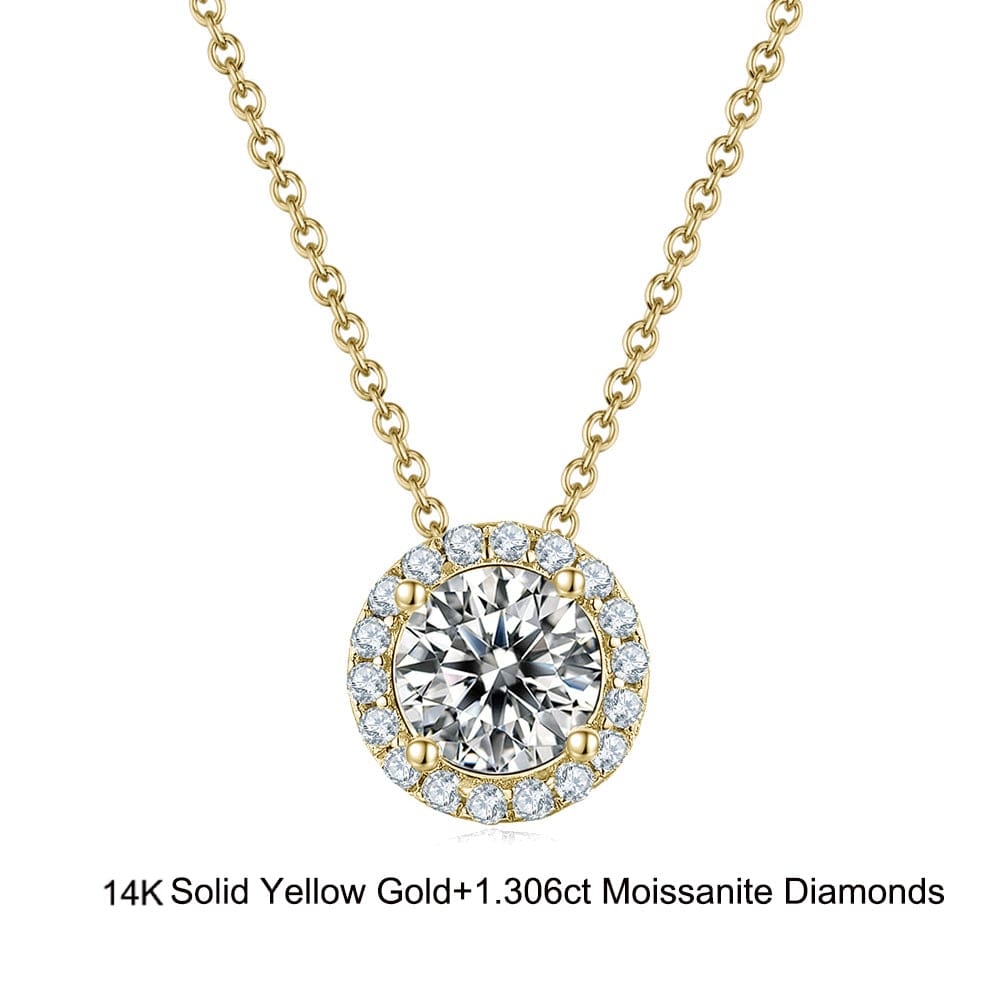 18inches / GN11-G (14K) Real Gold Necklace - Moissanite Diamond Pendant