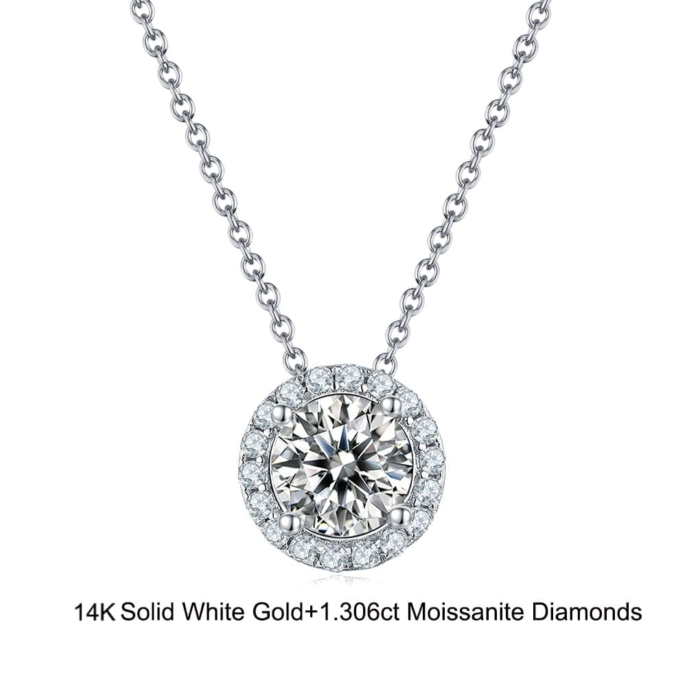18inches / GN11-P (14K) Real Gold Necklace - Moissanite Diamond Pendant