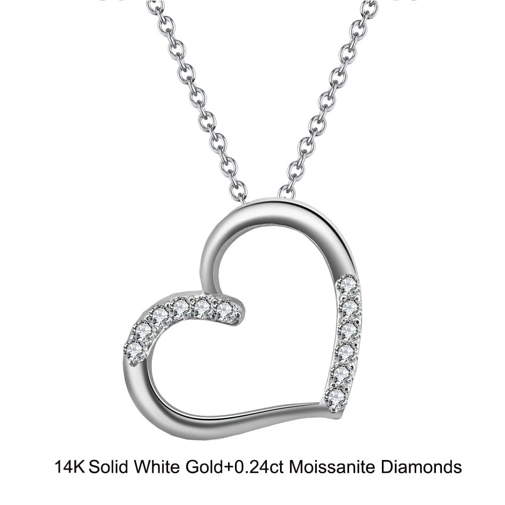 18inches / GN12-P (14K) Dainty Gold  Jewelry - Moissanite Diamond Heart Pendant Necklace
