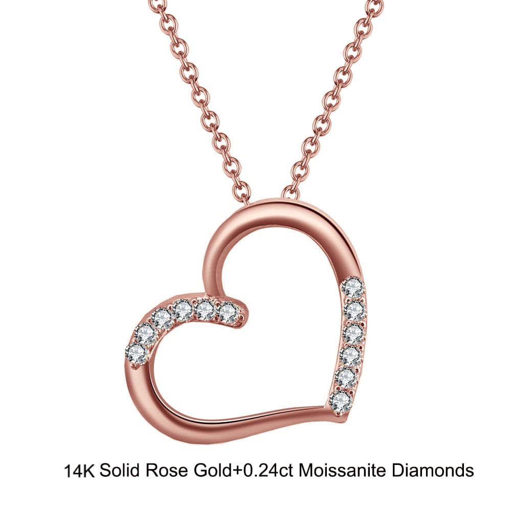 18inches / GN12-R (14K) Dainty Gold  Jewelry - Moissanite Diamond Heart Pendant Necklace