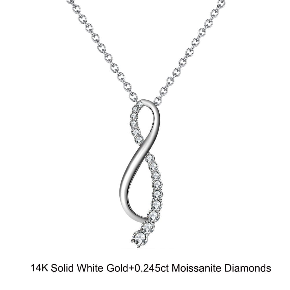 18inches / GN14-P (14K) Solid Gold Dainty Fine Jewelry - Moissanite Diamond  Infinity Necklace