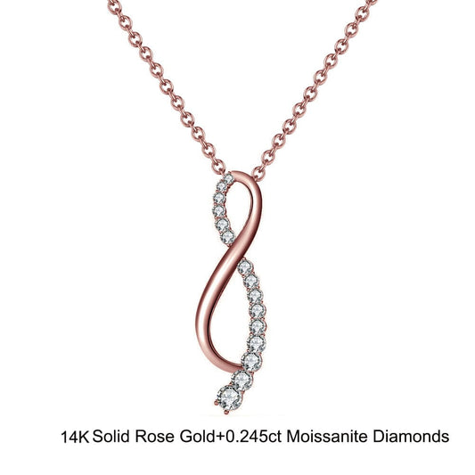 Solid Gold Dainty Fine Jewelry - Moissanite Diamond  Infinity Necklace