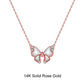 18inches / GN16-R (14K) Solid Gold Butterfly Necklace - Natural Mother of Pearl - Moissanite Gold Pendant