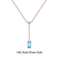 18inches / GN18-R (14K) Solid Gold Swiss Blue Natural Topaz Necklace - Moissanite Diamond