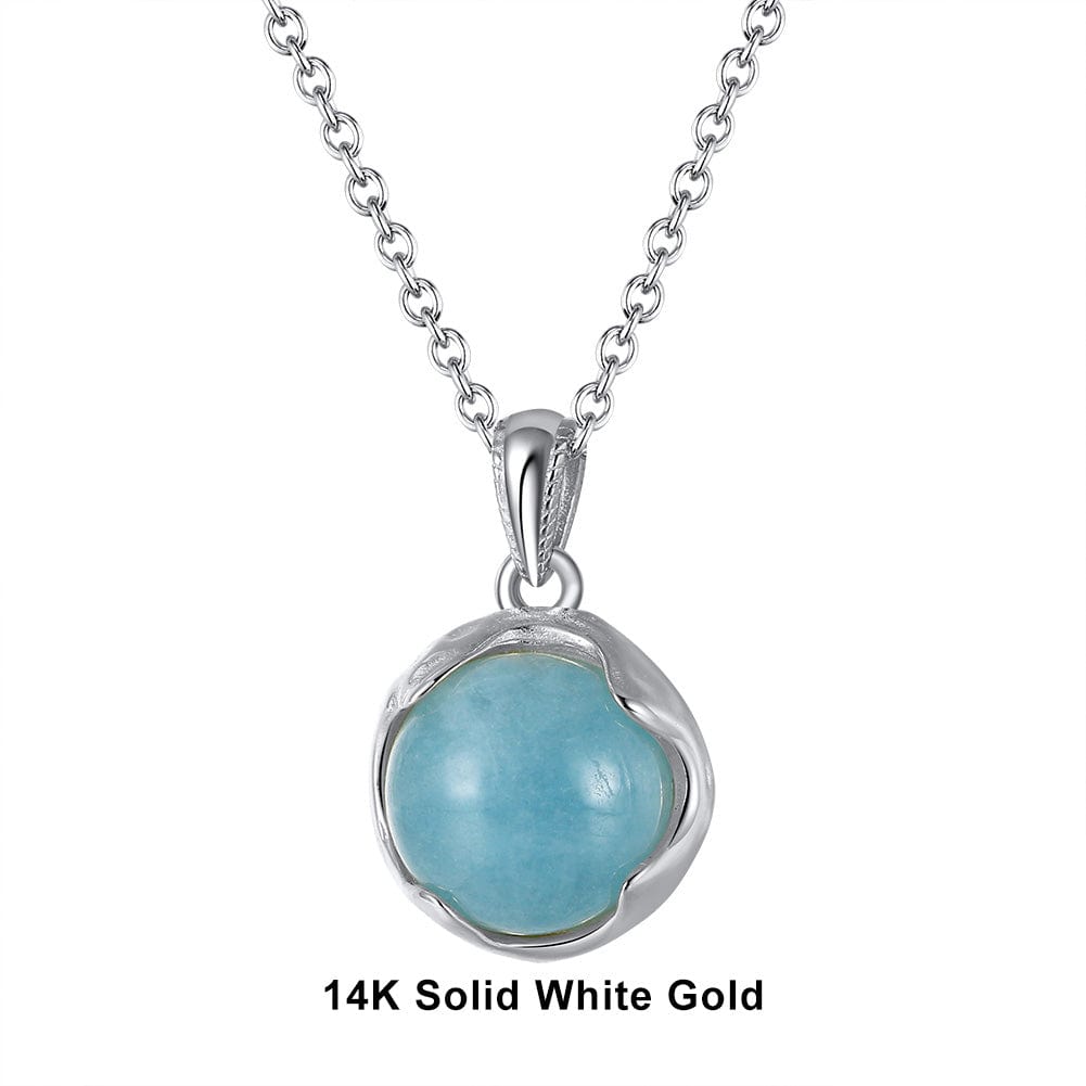 18inches / GN24-P (14K) Minimalist Natural Apuamarine Pendant - High Quality  Solid Gold Necklace