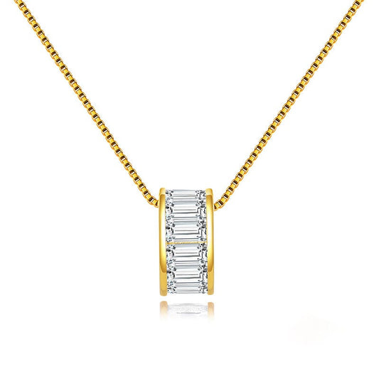 18inches / Gold 14K gold cubic zirconia round pendant necklace