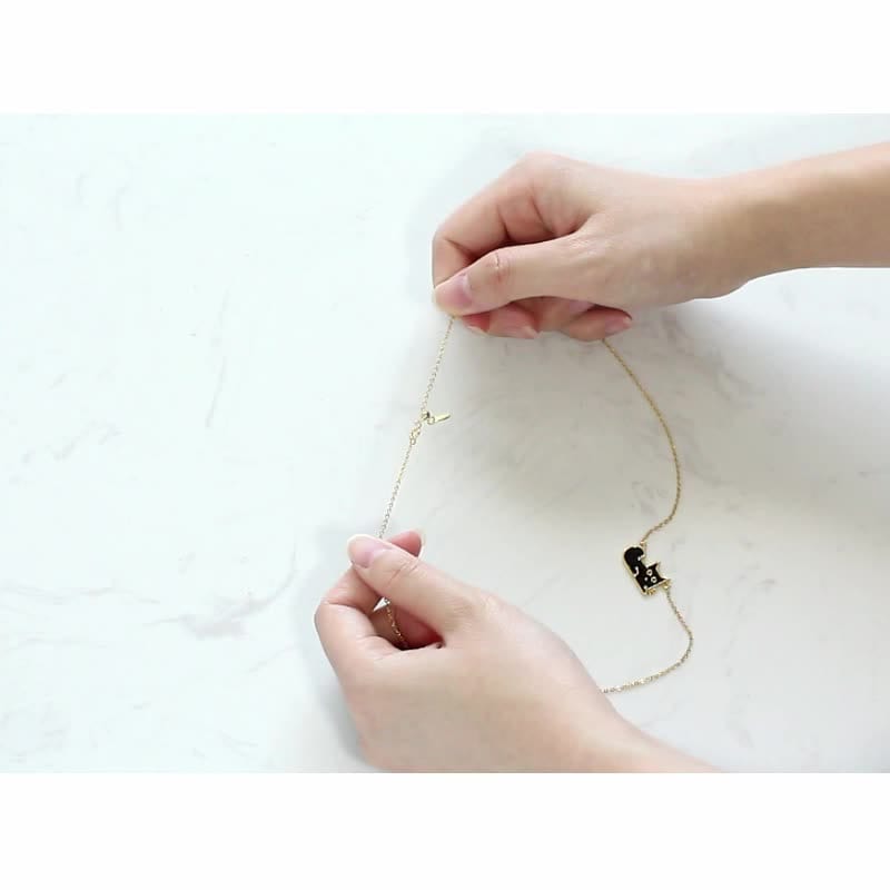 18inches / Gold RINNTIN EQN04 China Excellent Jewellery Black Cat Necklace Silver 925 Pated Gold Necklace 2020