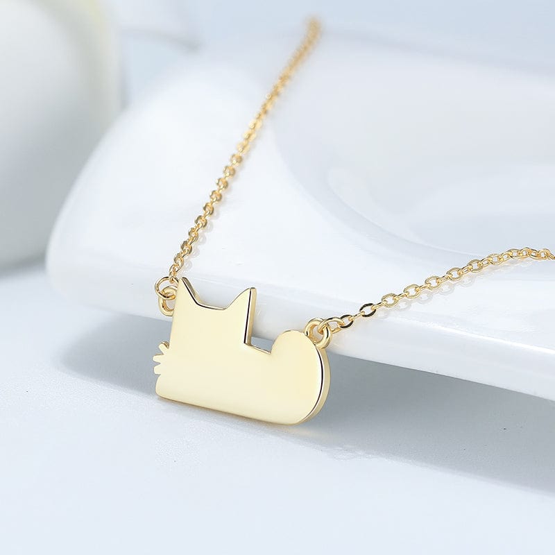 18inches / Gold RINNTIN EQN04 China Excellent Jewellery Black Cat Necklace Silver 925 Pated Gold Necklace 2020