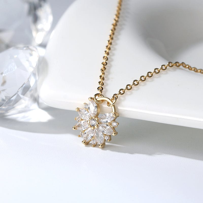 18inches / Gold RINNTIN SN232 Women Korean Jewelry  Wholesale Real 925 Silver Flower Pendent 14K Gold Plated Necklace
