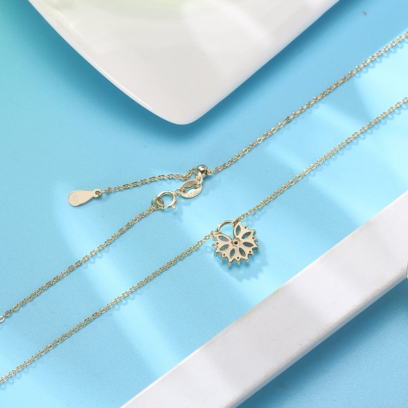 18inches / Gold RINNTIN SN232 Women Korean Jewelry  Wholesale Real 925 Silver Flower Pendent 14K Gold Plated Necklace