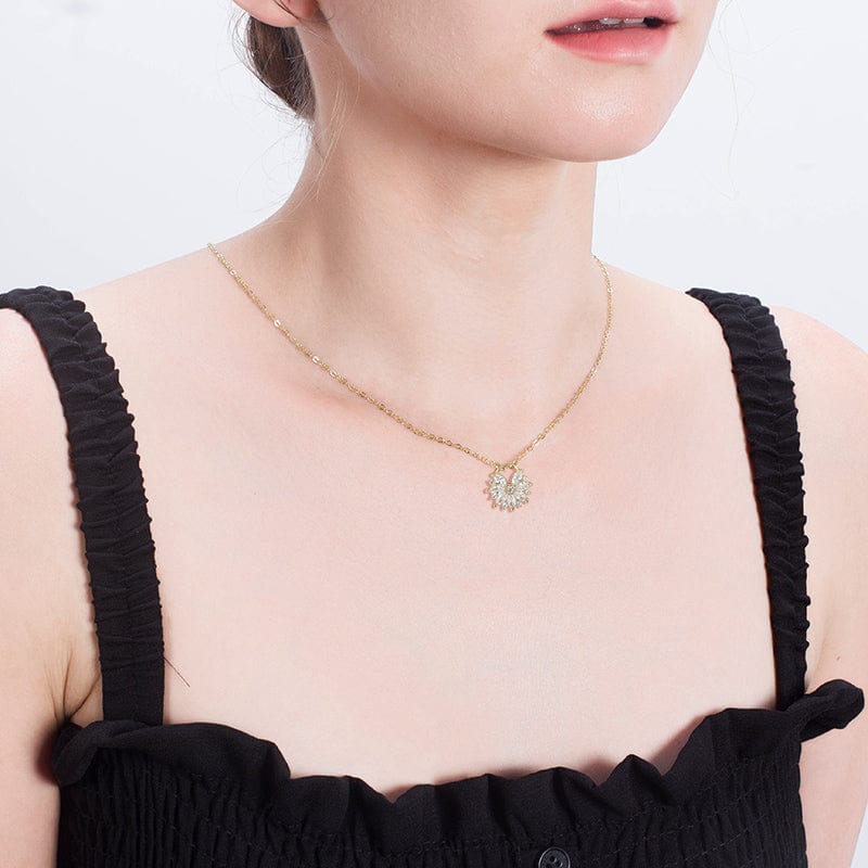 18inches / Gold RINNTIN SN232 Women Korean Jewelry  Wholesale Real 925 Silver Flower Pendent 14K Gold Plated Necklace
