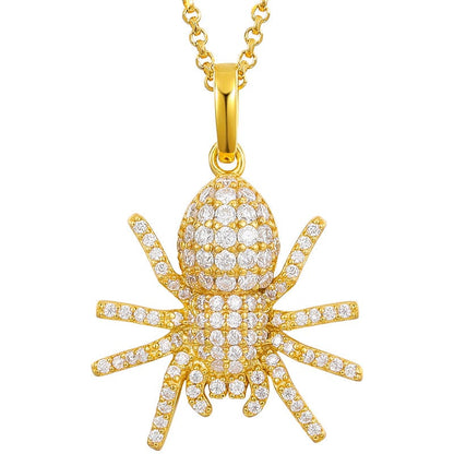 18inches / Gold VVS Moissanite Spider Pendant Necklace 925 Sterling Silver Lab Grown Diamond Pendant