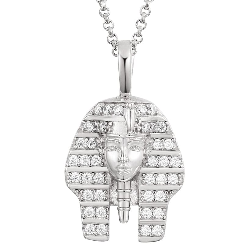 18inches / White Gold VVS Moissanite Pharaoh Pendant Necklace Hip Hop 18k Gold Plated Diamond Pendant
