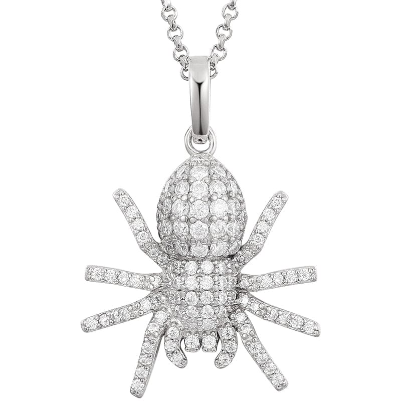 18inches / White Gold VVS Moissanite Spider Pendant Necklace 925 Sterling Silver Lab Grown Diamond Pendant