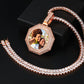 18k Gold filled Brass CZ Stone Locket Charm Necklace Octagon Shape Custom Photo Pendant