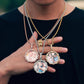 18K Gold Filled Zircon Picture Pendant DIY Custom photo Sublimation Blank Pendant With Chain