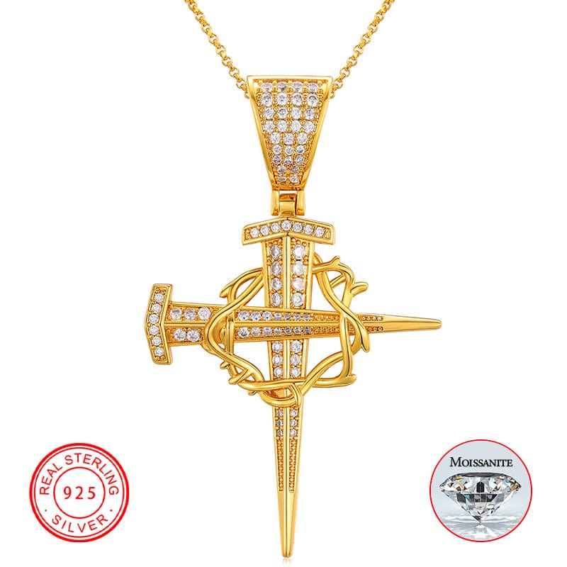 18K Gold Plated 925 Sterling Silver -VVS Moisasnite Diamond Cross Pendant Necklace