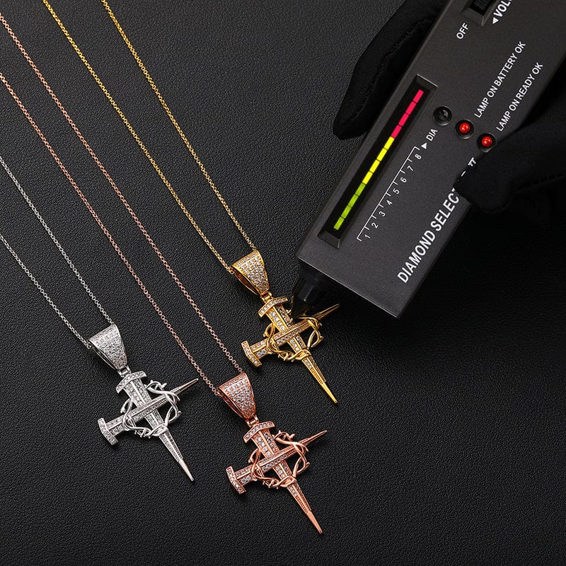 18K Gold Plated 925 Sterling Silver -VVS Moisasnite Diamond Cross Pendant Necklace