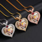 18K Gold Plated Brass 5A Zircon Diamond Heart Shape Custom Photo Pendant With Ruby