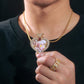 18K Gold Plated Brass 5A Zircon Diamond Heart Shape Custom Photo Pendant With Ruby