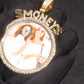 18K Gold Plated Copper CZ Crystal Money Picture Pendant Necklace