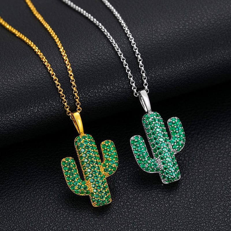 18K Gold Plated Silver 925 VVS Moissanite Cactus Charm Pendant