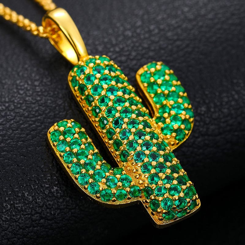18K Gold Plated Silver 925 VVS Moissanite Cactus Charm Pendant