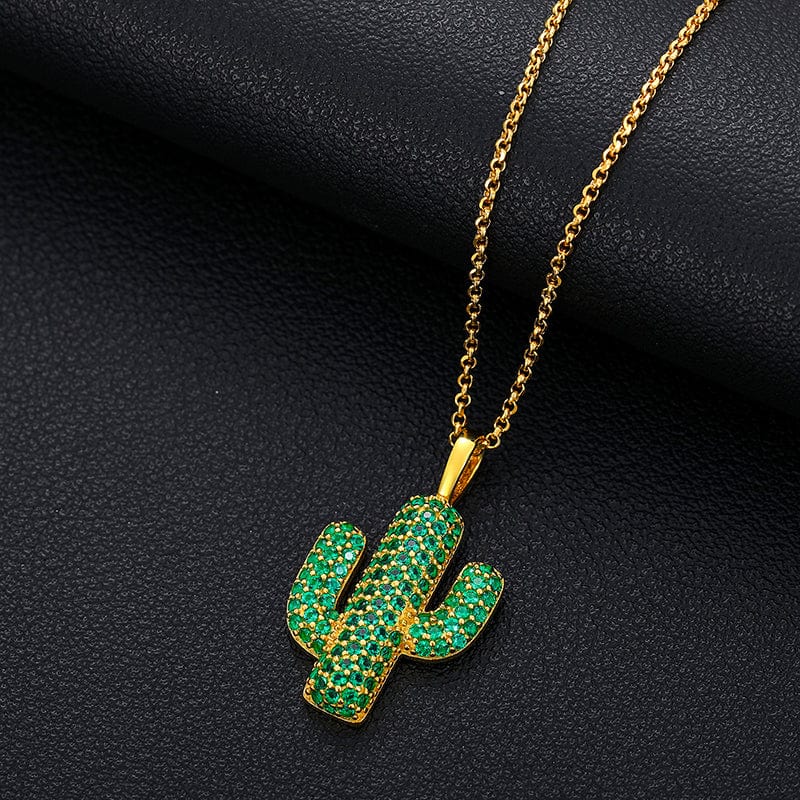 18K Gold Plated Silver 925 VVS Moissanite Cactus Charm Pendant