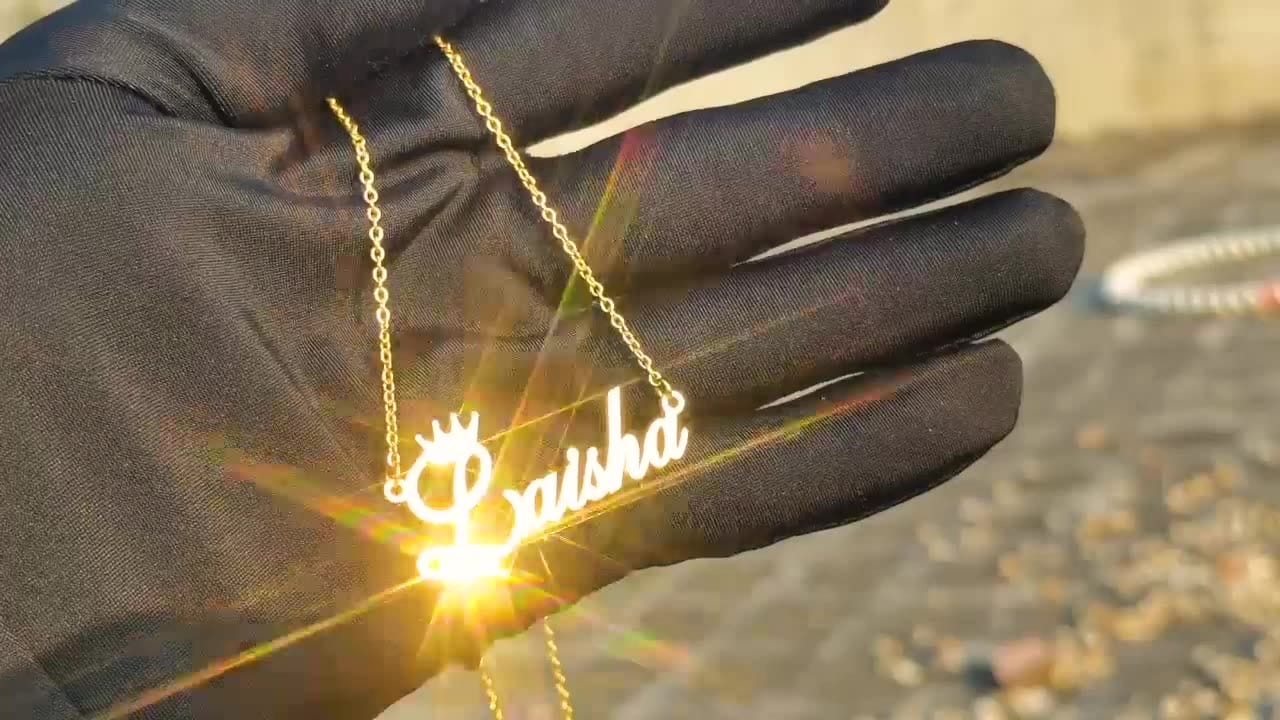 18K Gold Plated Stainless Steel Letter Charm Necklace Custom Letter Pendant With Cuban Link Chain