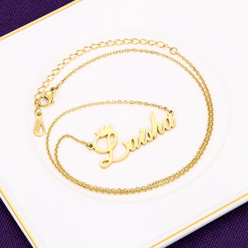 18K Gold Plated Stainless Steel Letter Charm Necklace Custom Letter Pendant With Cuban Link Chain
