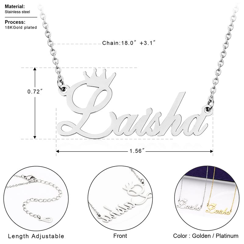 18K Gold Plated Stainless Steel Letter Charm Necklace Custom Letter Pendant With Cuban Link Chain