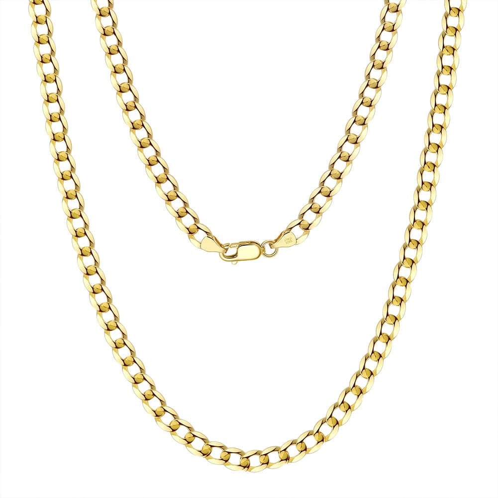 18K Gold Sterling Silver -  Italian 5mm Diamond-Cut Chain Necklace