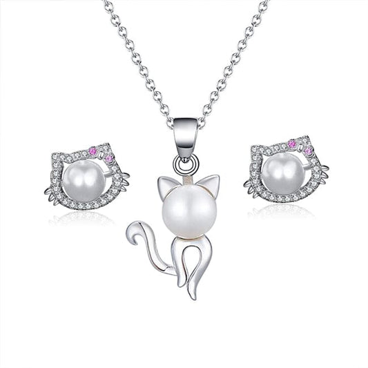 925 Sterling Silver Necklace Set -  Freshwater Pearl Pendant Jewelry