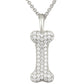 20inches / White Gold Iced Out Moissanite Bone Pendant - VVS Diamond 925 Sterling Silver Charm Pendant Necklace