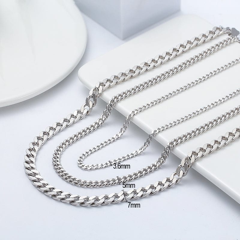 3.6mm Hiphop  Necklace - 925 Sterling Silver Jewelry