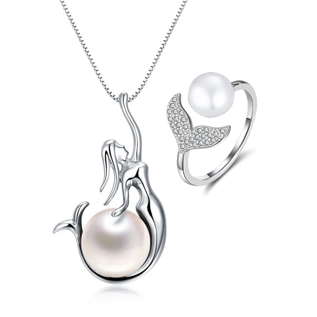 3 RINNTIN GP07 High Qulity 925 Sterling Silver Necklace Ring Earrings Freshwater Pearl Jewelry Set for Women 2021
