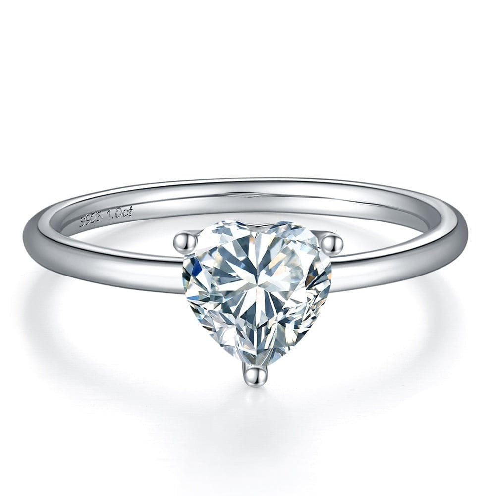 4.5 / SMR55 Sterling Silver Heart Design -  2.0mm Moissanite Diamond Ring
