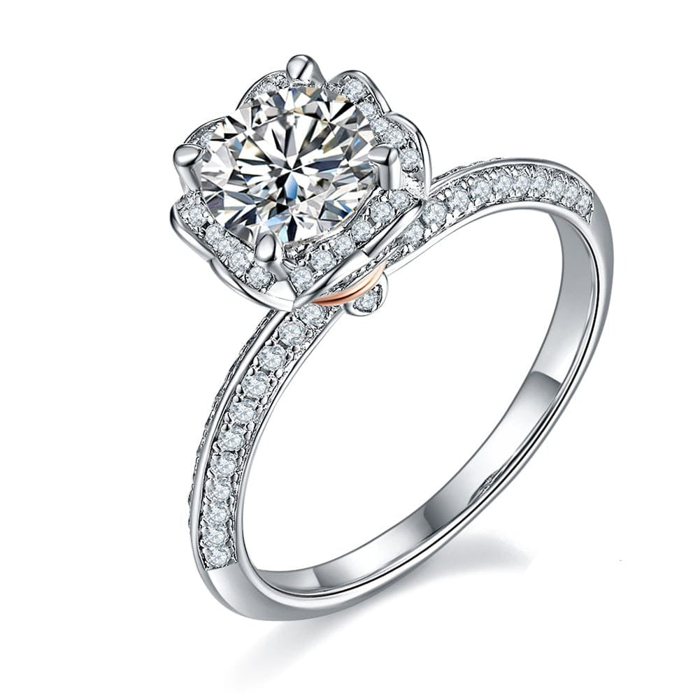 4.5 / SMR60 Sterling Silver Wedding Rings-  Moissanite Diamond Engagement Ring