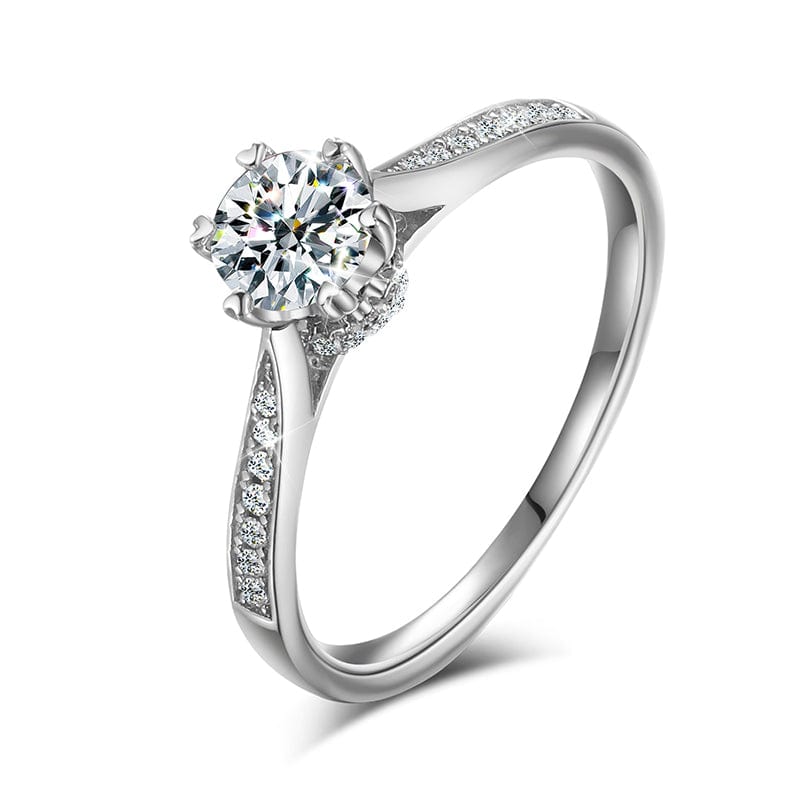 4.5 / White Gold 925 Sterling Silver 5mm 0.5ct Lab Created Moissanite Diamond Engagement Ring