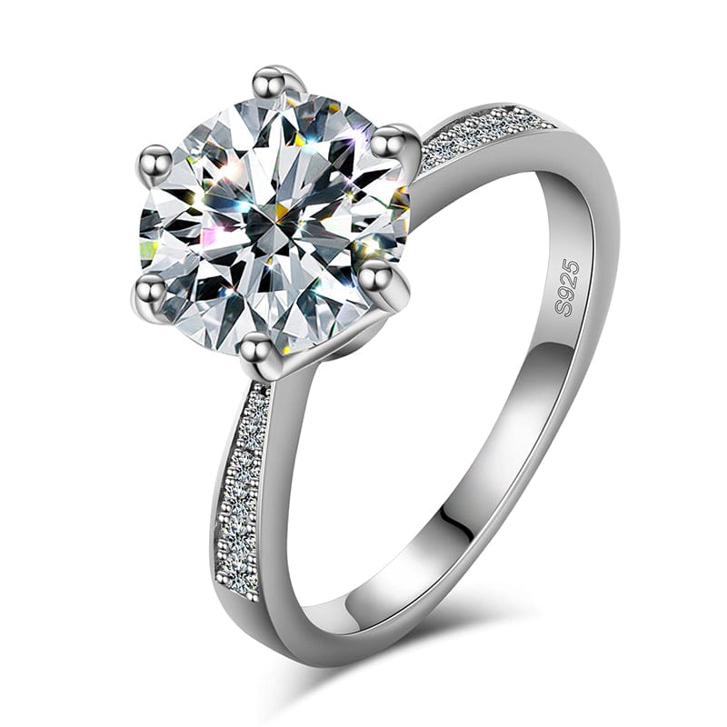 4.5 / White Gold 925 Sterling Silver 9mm 3ct VVS Moissanite Diamond Eternity Engagement Band Ring For Women