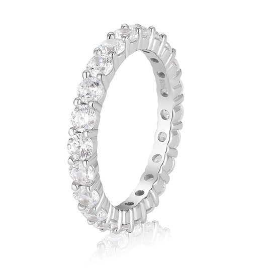 4.5 / White Gold 925 Sterling Silver Engagement Ring VVS Moissanite Diamond Wedding Band
