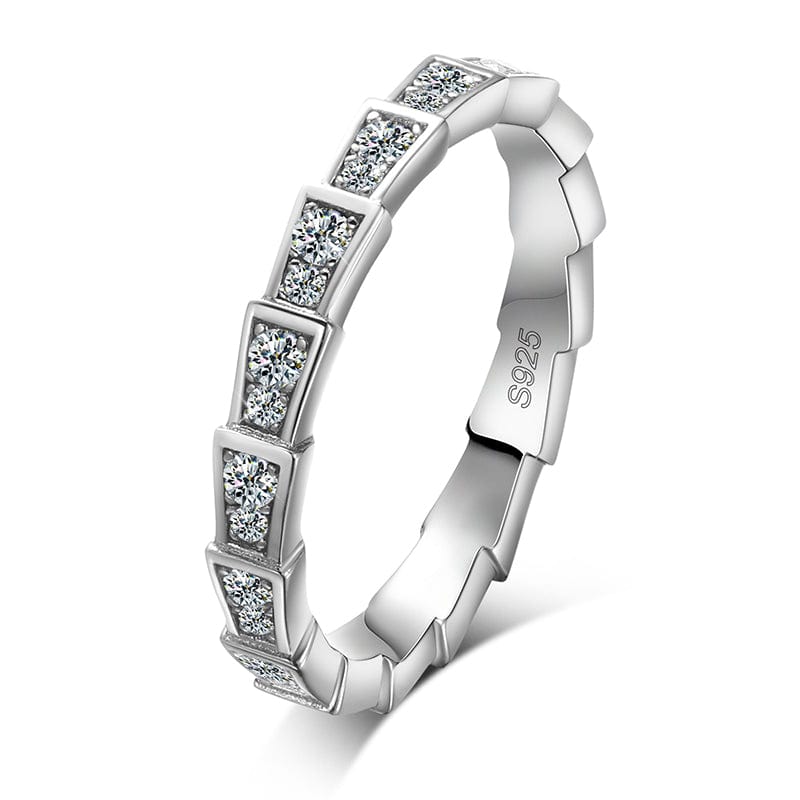 4.5 / White Gold 925 Sterling Silver VVS Lab Grown Moissanite Diamond Engagement Band Ring For Women