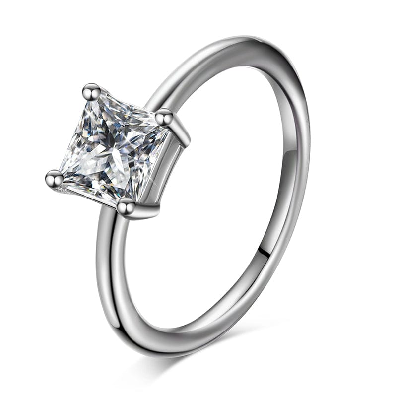 4.5 / White Gold Engagement Gift Jewelry Silver 1ct Prince Cut VVS Moissanite Diamond Wedding For Girl Women