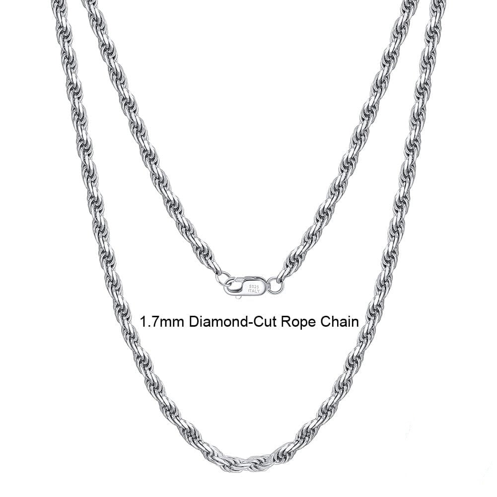 Elegant Neck Chain -925 Sterling Silver Necklace -1.7mm Diamond-Cut 55cm(22inches) / Silver by PEARDE Design