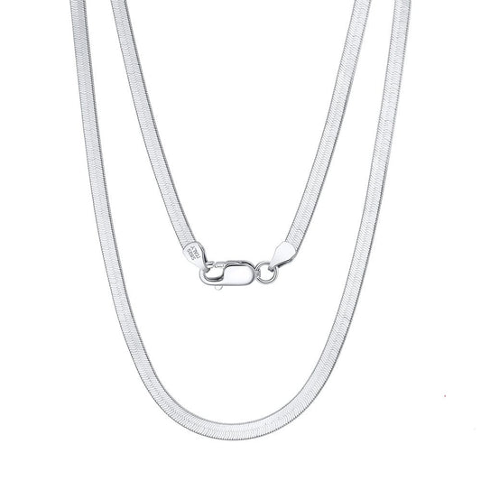 40cm(16inches) / SC35-P-4.5 Genuine Solid 925 Sterling Silver - Italian 4.5mm Flexible Flat Herringbone Chain Necklace f