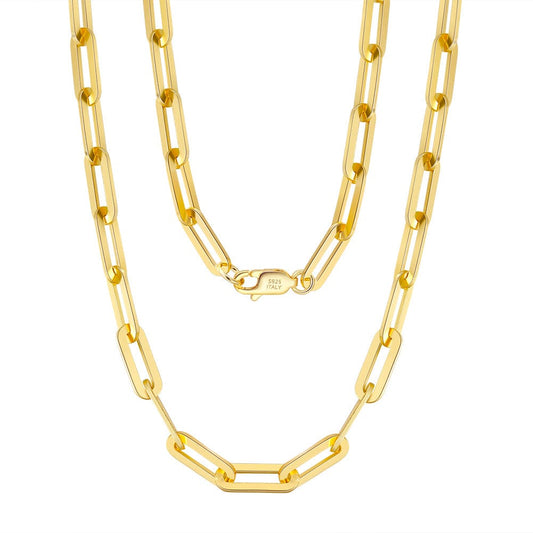 40cm(16inches) / SC39-14K S925 Sterling Silver Fashion Italian Jewelry - 14K Gold Plated Curb Paperclip Thin Chain