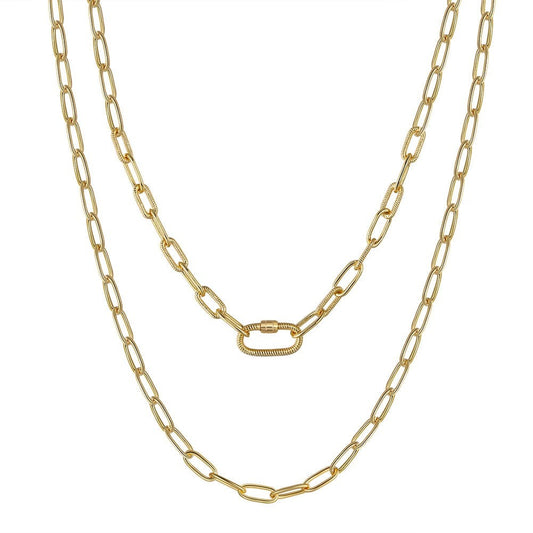 40cm(16inches) / SC50 Solid 925 Sterling Silver Chain - 14K Gold Necklace